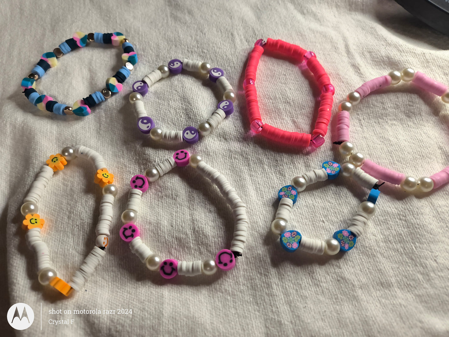 Clay Beaded Bracelet with Charms 7 pack