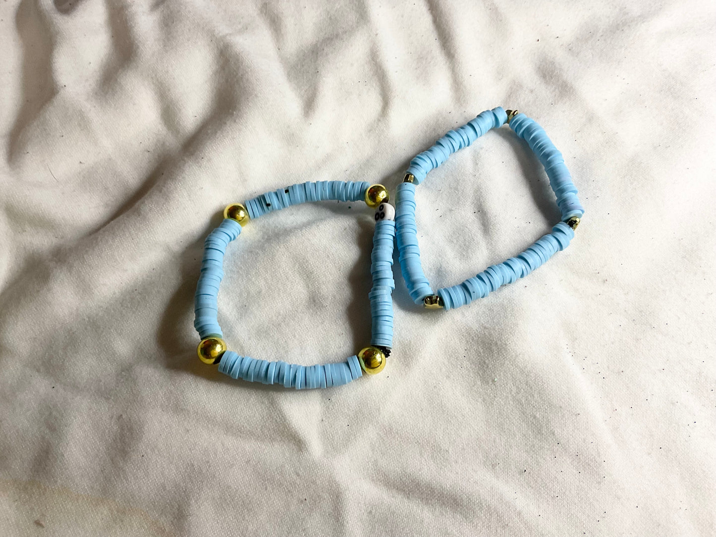 Clay Bead Bracelet with Gold Spacer Beads