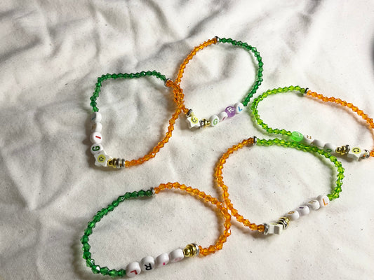 Orange and Green Bracelet with Word GIRL