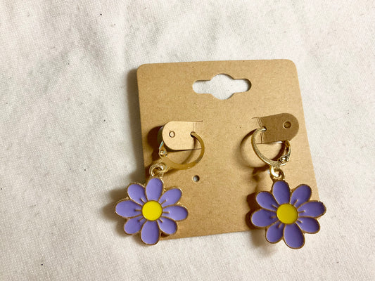 Purple Flower Earrings