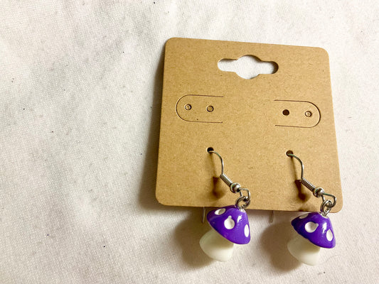 Purple Mushroom Earrings