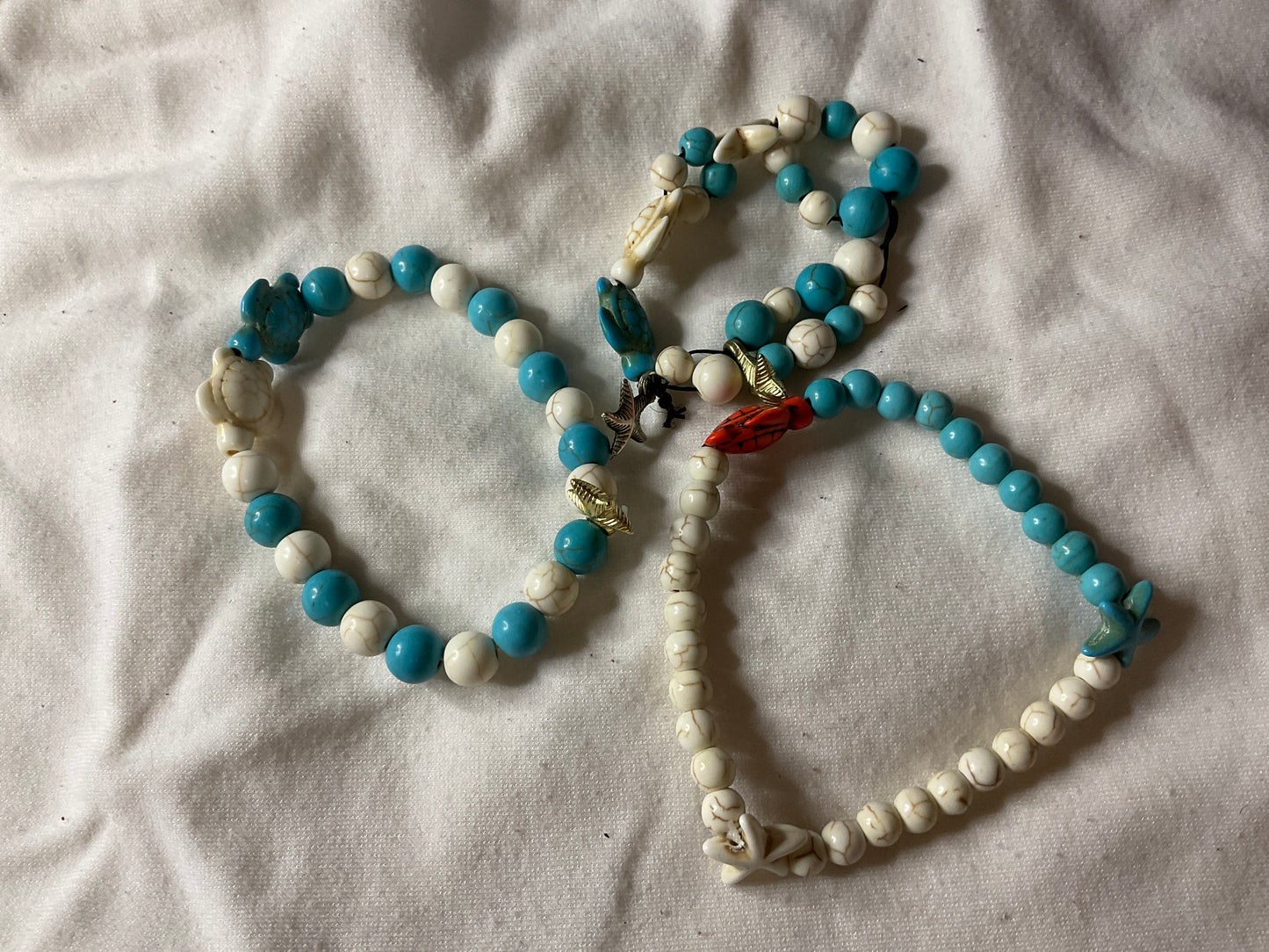 Ocean Beaded Bracelets with Charms 3 pack