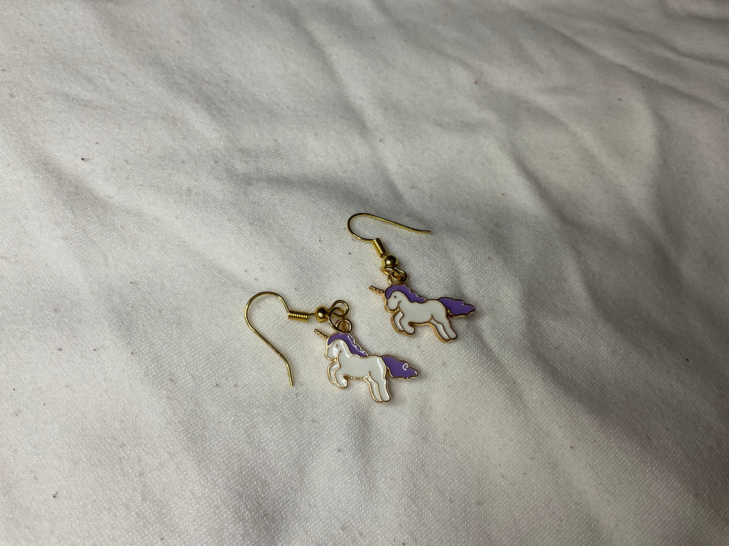 Purple and White Unicorn Earrings